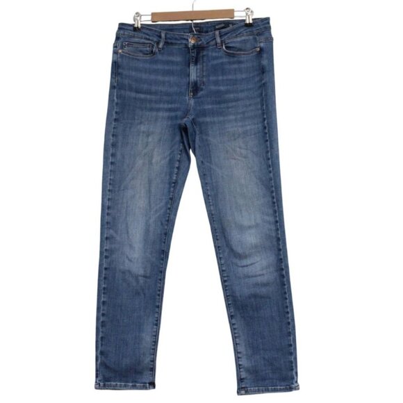 J. Jill Denim - J Jill Jeans Size 12 Boyfriend Straight Leg Ankle Blue Stretch Denim Preppy